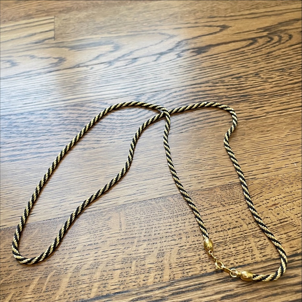 Trifari Gold & Black Rope Necklace